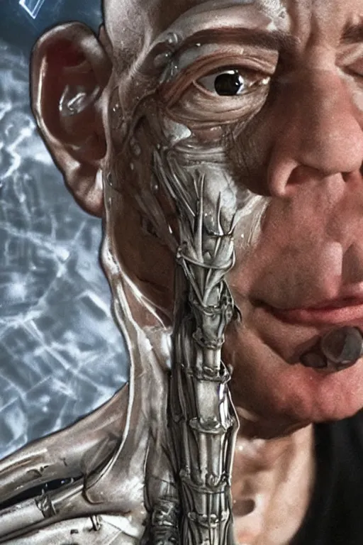 Prompt: jeff bezos as a filthy alien invader with a laser weapon, photorealistic, cinematic lighting, highly detailed, very intricate, by hr giger