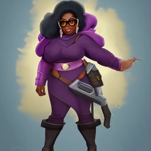 Prompt: oprah winfrey overwatch hero concept character, trending on artstation