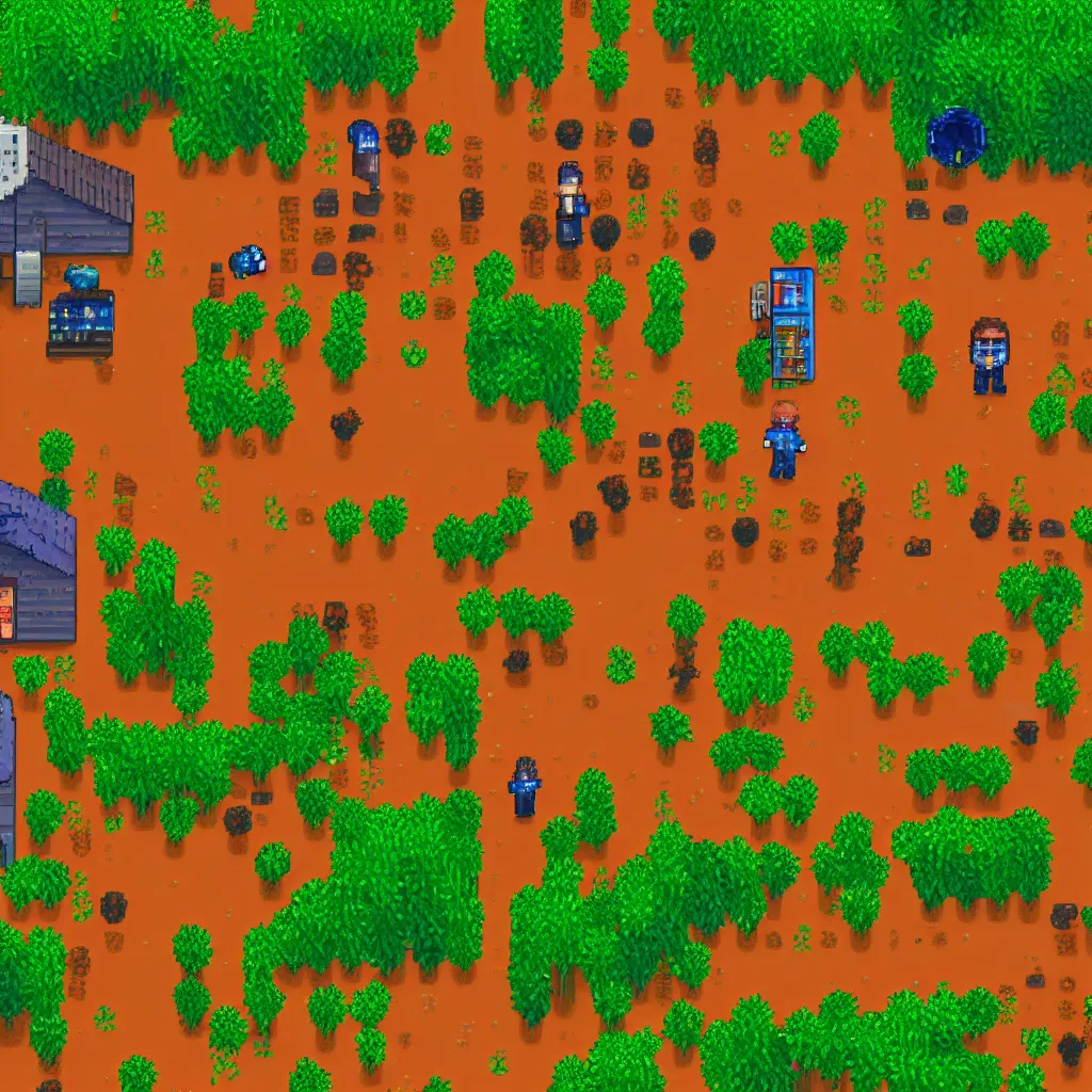 Image similar to elon musk in stardew valley, screenshot from game, high quality