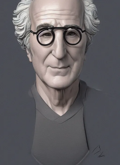 Image similar to digital _ painting _ of _ larry david statue _ by _ filipe _ pagliuso _ and _ justin _ gerard _ symmetric _ fantasy _ highly _ detailed _ realistic _ intricate _ port