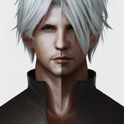 Image similar to portrait of thancred, digital illustration, by yusuke mogi, heise jinyao, feimo, intricate, sharp focus, epic dramatic lighting, backlit, strong rim light, trending on artstation, 8 k