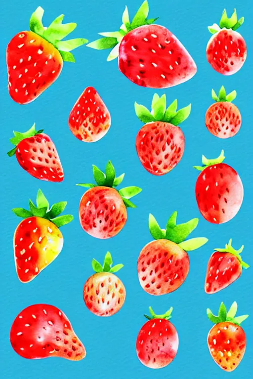 Prompt: minimalist watercolor art of strawberries, illustration, vector art