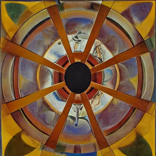 Prompt: a lost work of genius, a beautiful composition of incredibly profound symbolic art, centred, expressing the form of the formless, wondrous, benign and numinous, looking at it lightens the soul and lifts the spirit, the life of the poet, being-in-itself by M. C. Escher and by Hilma af Klint and by Wassily Kandinsky and by Henri Rousseau and by Cruella de Vil