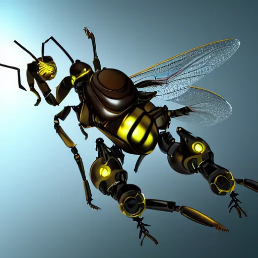 Prompt: a robotic wasp, trending on artstation