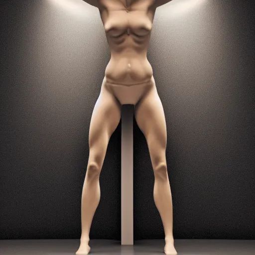 Image similar to vitruvian woman, 8 k, moody lighting, shallow depth of field