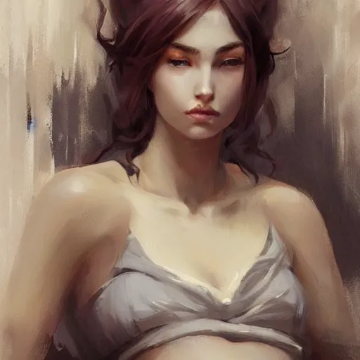 Prompt: girl wearing fantasy armor sitting near a fireplace, official art, by charlie bowater, by jeremy lipking, fantasy art, anime inspired, detailed attractive girl, expressive oil painting