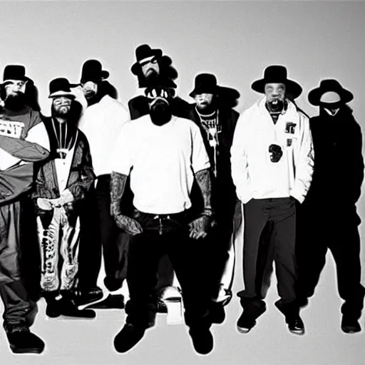 Prompt: heisenberg posing with the wu - tang clan, realistic