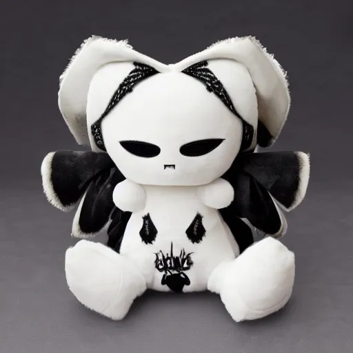 Image similar to cute fumo plush of the nightmare princess, gothic regal and tattered black, broken hearts, tragic wraith, vray