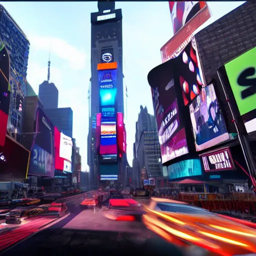 Image similar to still image of times square in the tower of destiny 2, unreal engine 5, screenshot