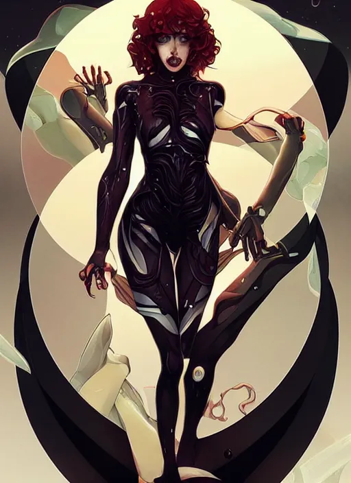 Prompt: artgerm, joshua middleton comic cover art by aigoworld, triangular skeletal calcium fungus lich, full body, symmetrical eyes, symmetrical face, long curly black hair, cyborg, warm colors