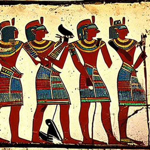 Image similar to d - day ancient egyptian wall painting