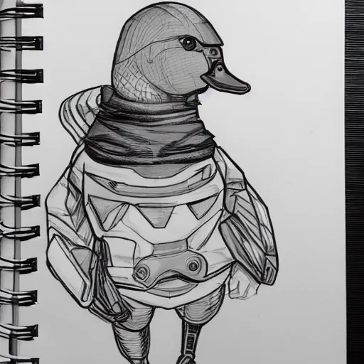 Image similar to cyberpunk duck sketch