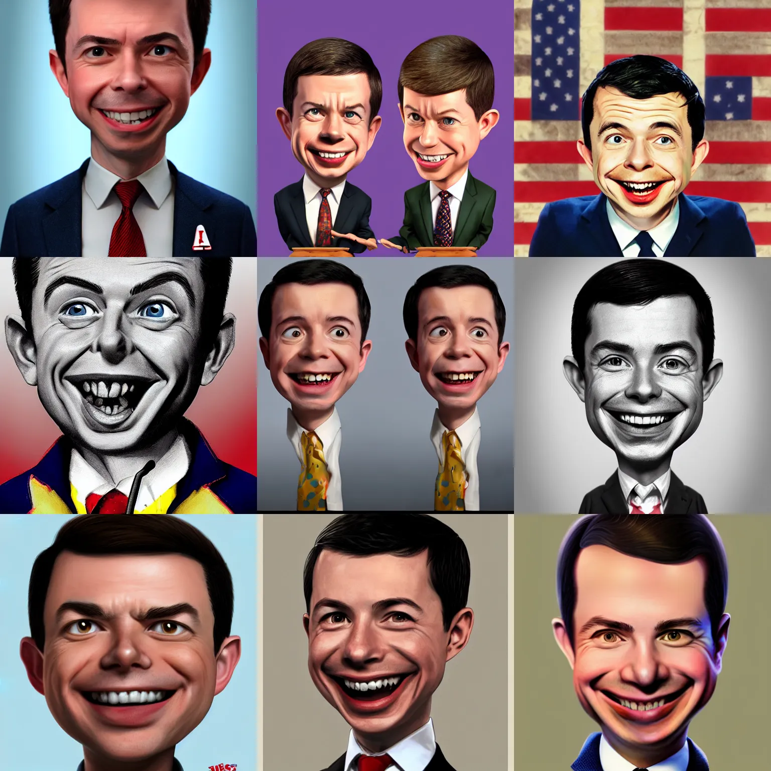 Prompt: pete buttigieg as alfred e. neuman, trending on artstation