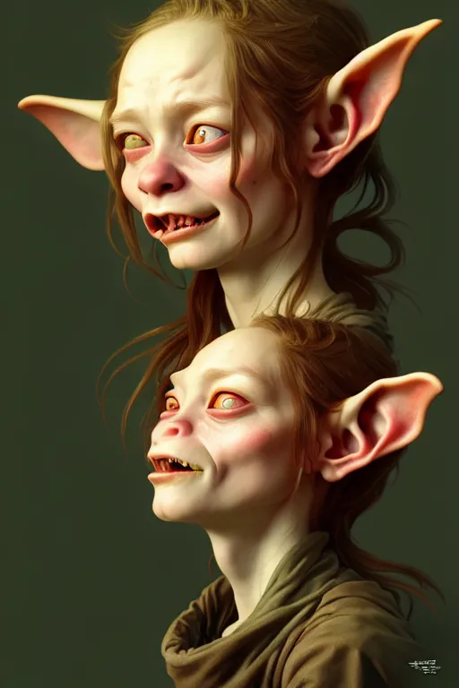 Image similar to beautiful young goblin, highly detailed, digital painting, artstation, sharp focus, illustration, art by tan zi and ayanamikodon and alphonse mucha and wlop