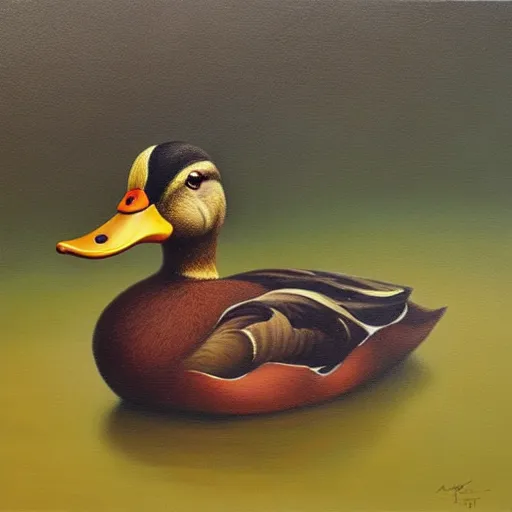 Image similar to a duck on the prowl oil painting oleg shuplyak