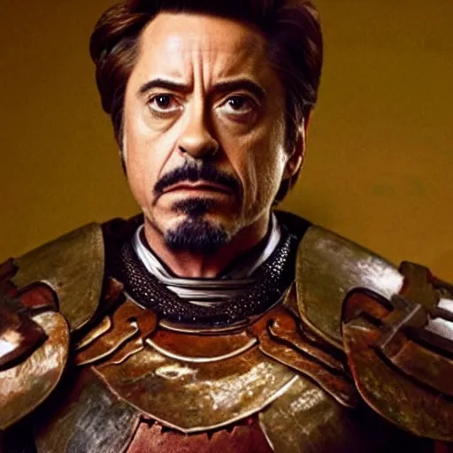 Image similar to Robert John Downey Jr as samurai , an film still