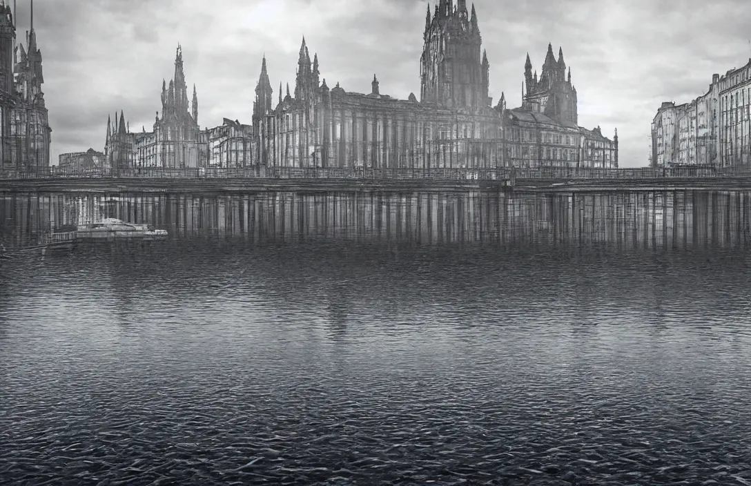 Prompt: submerged glasgow city, underwater, realistic, high detail