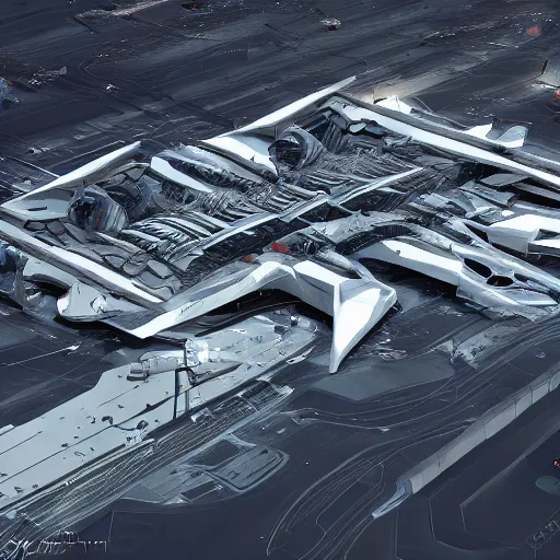 Image similar to sci-fi motherboard structure airport view from above on the coronation of napoleon painting and digital billboard in the middle, unreal engine 5, keyshot, octane, artstation trending, ultra high detail, ultra realistic, cinematic, 8k, 16k, in style of zaha hadid, in style of nanospace Michael Menzelincev, in style of Lee SOUDER, colors in style of the Blade Runner 2049, in plastic, dark, tilt shift,