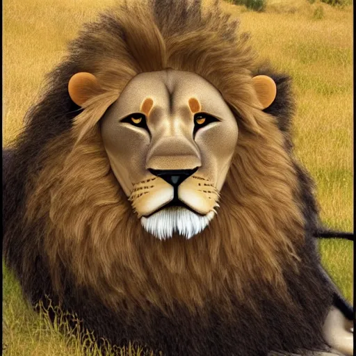 Image similar to poorly taxidermied lion,