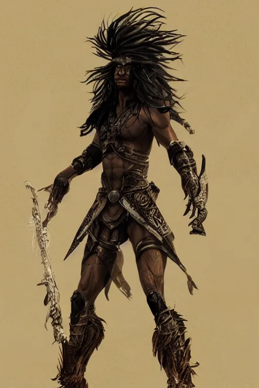 Image similar to black lion warrior in the desert, human - like, anthro, artstation