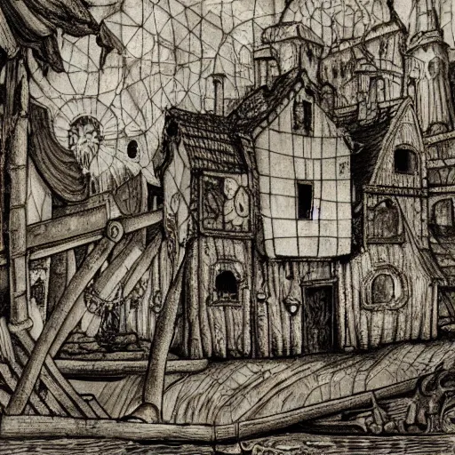 Prompt: Squidward's House on Acid by Da Vinci