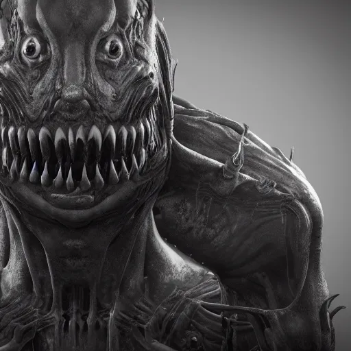 Image similar to a dark creature in giger style, octane render, 4k, detailed, unreal engine 5,