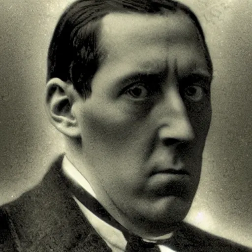 Prompt: H. P. Lovecraft at the horse races