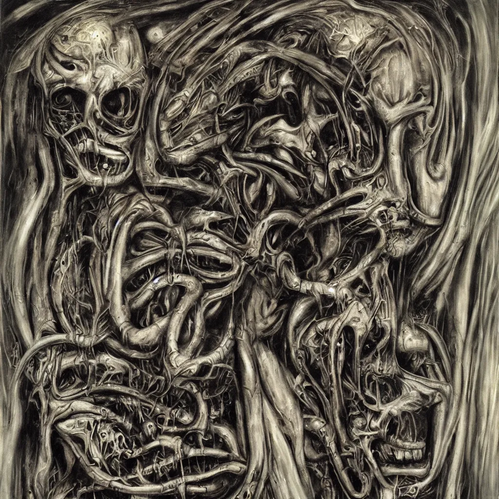 Image similar to subconscious psyche portrait by giger