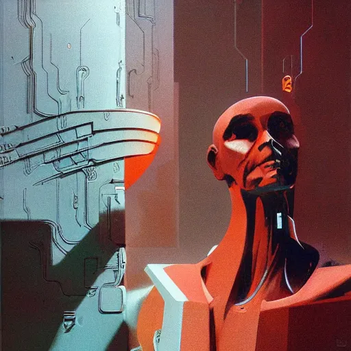 Prompt: a cyborg mutating uncontrollably concept art by syd mead and Zdzisław Beksiński