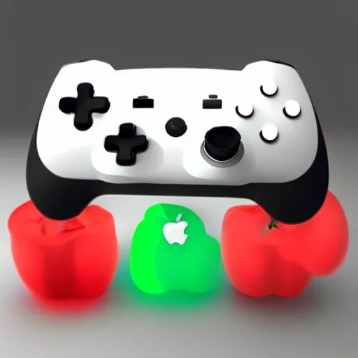 Image similar to a concept release of a gaming controller in the shape of an apple