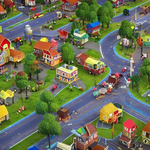 Image similar to Busytown in Civilization 5, extreme detail, video game, ((map)), popular, octane render, 8k