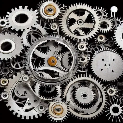 Prompt: a highly detailed highly complicated system of gears and clockwork