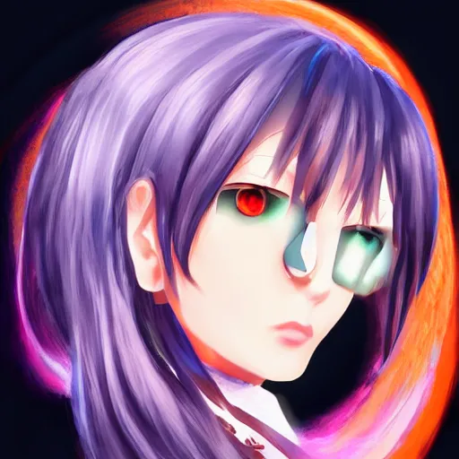 Prompt: Yukari Yuzuki Eclipse Moon (Kuroyu) , digital art , 3D , rendered , shiny