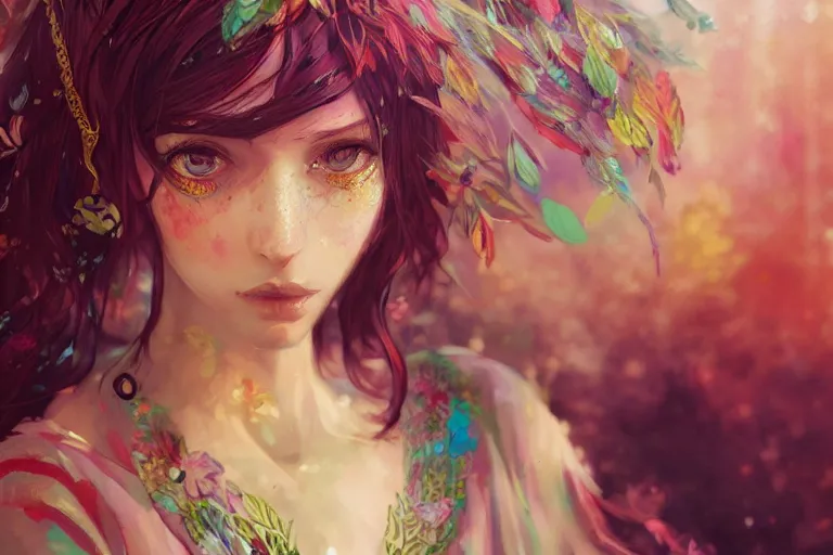Image similar to a beautiful bohemian girl, intricate, highly detailed, digital painting, pixiv, human, official media, anime key visual, concept art, rich vivid colors, ambient lighting, sharp focus, illustration, art by wlop