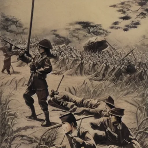 Prompt: the japanese and the chinese war photo realistic 1 9 3 9