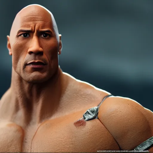 Prompt: Figurine of Dwayne the Rock Johnson, super detailed, photo realistic, cgsociety, by YCFCG