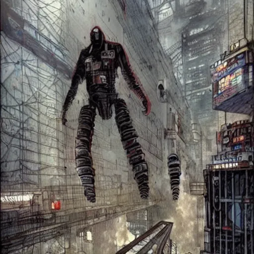 Prompt: Ghost in the machine by Enki Bilal, cyberpunk, impressive perspective, masterpiece