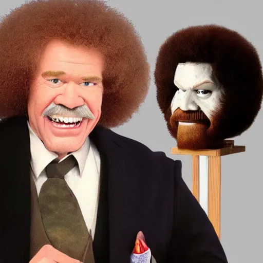 Prompt: Bob Ross as Buffalo Bill from Silence Of The Lambs