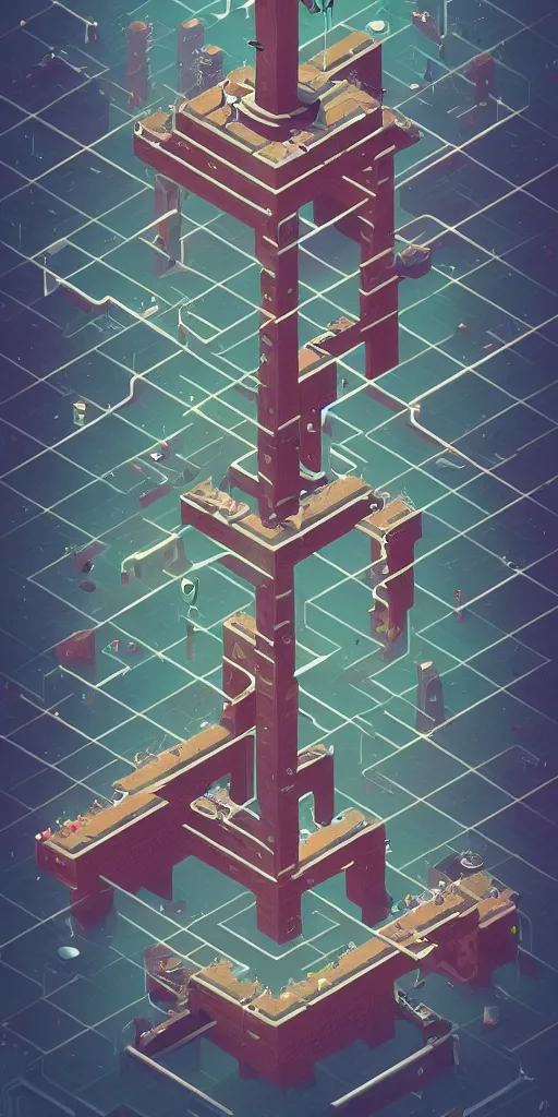 Image similar to isometric portrait of advanced alien, his last moment, mystical, technology meets fantasy, map, infographic, concept art, art station, style of monument valley, giger, wes anderson