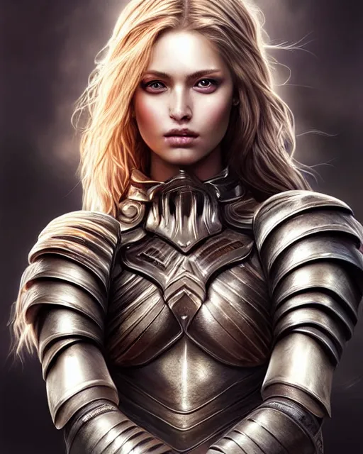 Prompt: a beautiful warrior woman, photo, ultra detail, photoreal, professionally retouched, soft moonlight lighting, shiny plastic armor, realistic, smooth face, goddess, luscious lips, perfect eyes, wide angle, sharp focus on eyes, 8 k high definition, insanely detailed, intricate, elegant, art by artgerm and wlop