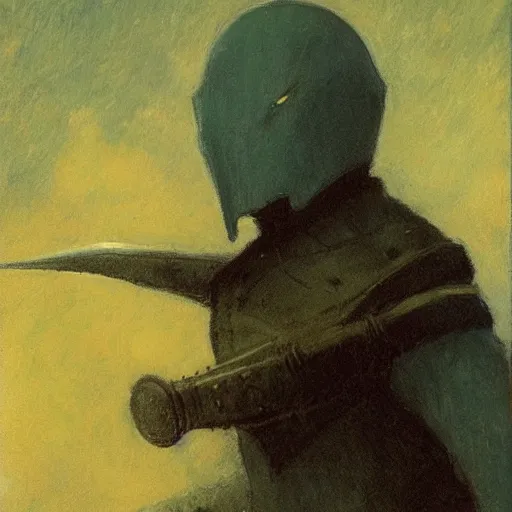 Image similar to pyke from League of Legends, by Odilon Redon