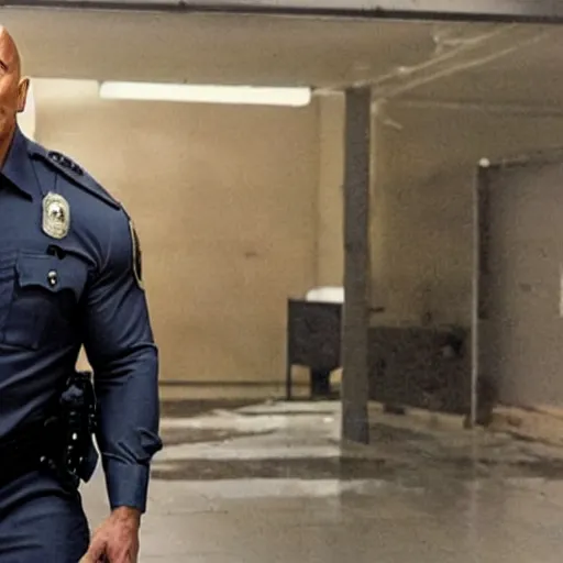 Image similar to a film still Dwayne Johnson as police swat