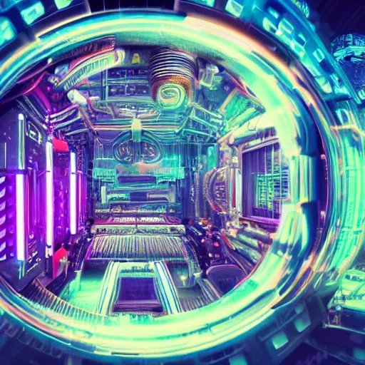 Image similar to album art, album is called tripmachine, tripmachine, photo of a huge futuristic steampunk machinery like inside a computer, 8 k, fluorescent colors, halluzinogenic, multicolored, exaggerated detailed, front shot, 3 d render, octane