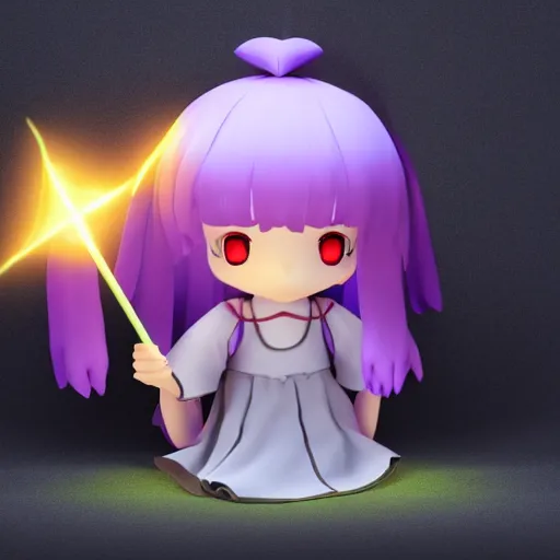 Prompt: cute fumo plush of a girl casting a summoning spell, witch, glowing, vray