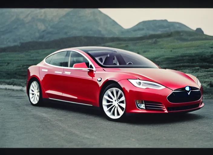 Image similar to A photo of an upcoming Tesla Car, f/22, 35mm, 2700K, kodachrome, award winning photography