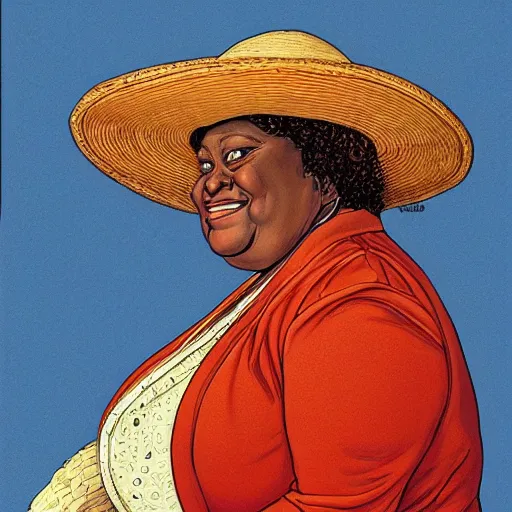 Prompt: yo mama is so fat when her blood type is ragu, rennaissance masters portrait, jean giraud portrait, intricate details