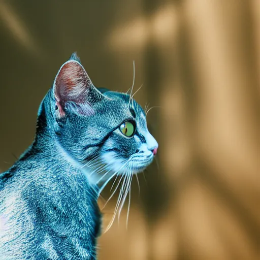 Image similar to a high - quality photo of a cat - fish, blue background, dappled lighting