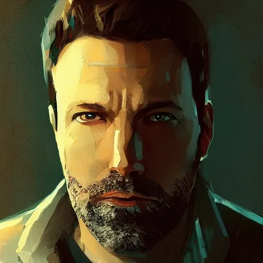 Image similar to “ portrait of ben affleck by greg rutkowski, young, attractive, highly detailed portrait, scifi, digital painting, artstation, concept art, smooth, sharp foccus ilustration, artstation hq ”