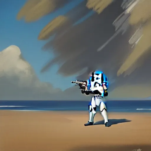 Prompt: vintage disney version of a stormtrooper on the beach, medium shot, digital painting,sharp focus, illustration, art by Walt Disney and Greg Rutkowski