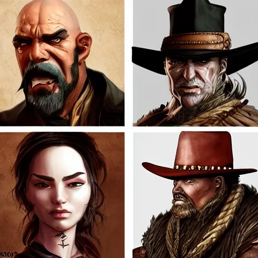 Image similar to rogue, dungeon and dragons, wild west, character concept, trending on artstation, portrait